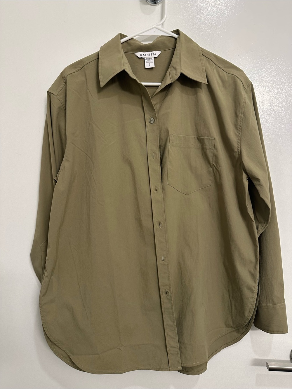 Athleta Olive Green Button-Down Shirt